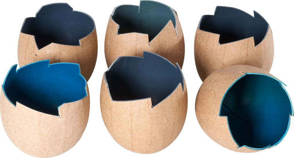 Décopatch AC897C - Set mit 6 Übertöpfen aus Pappmaché, Eierform, 5cm, für Wohndeko, einfach zum Verzieren, Kartonbraun, 1 Set