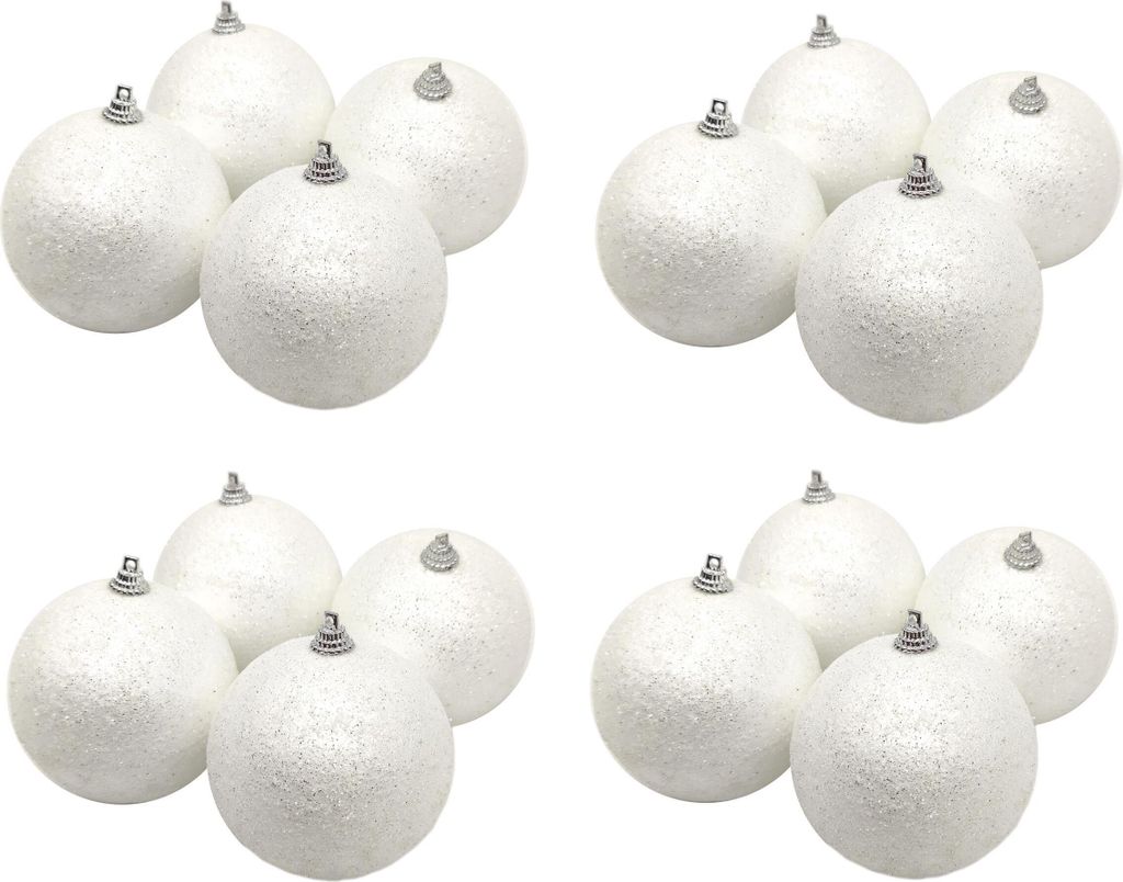 Weihnachtskugel mit Glitzer Ø8cm 16 Stück weiß Produktbild 