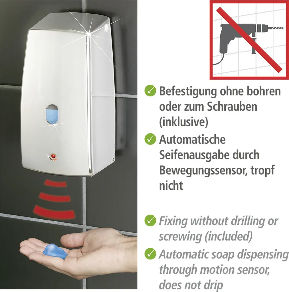 Distributeur de Savon à Capteur Automatique Treviso Blanc et Argenté