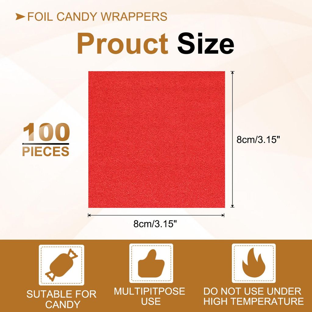 100 Stš¹ck Folie Papier Wrapper, 8x8cm Aluminiumfolie Bonbonpapier, Schokolade Verpackungen fš¹r Bonbonpapier Ostern, Sš¹?igkeiten und Pralin...