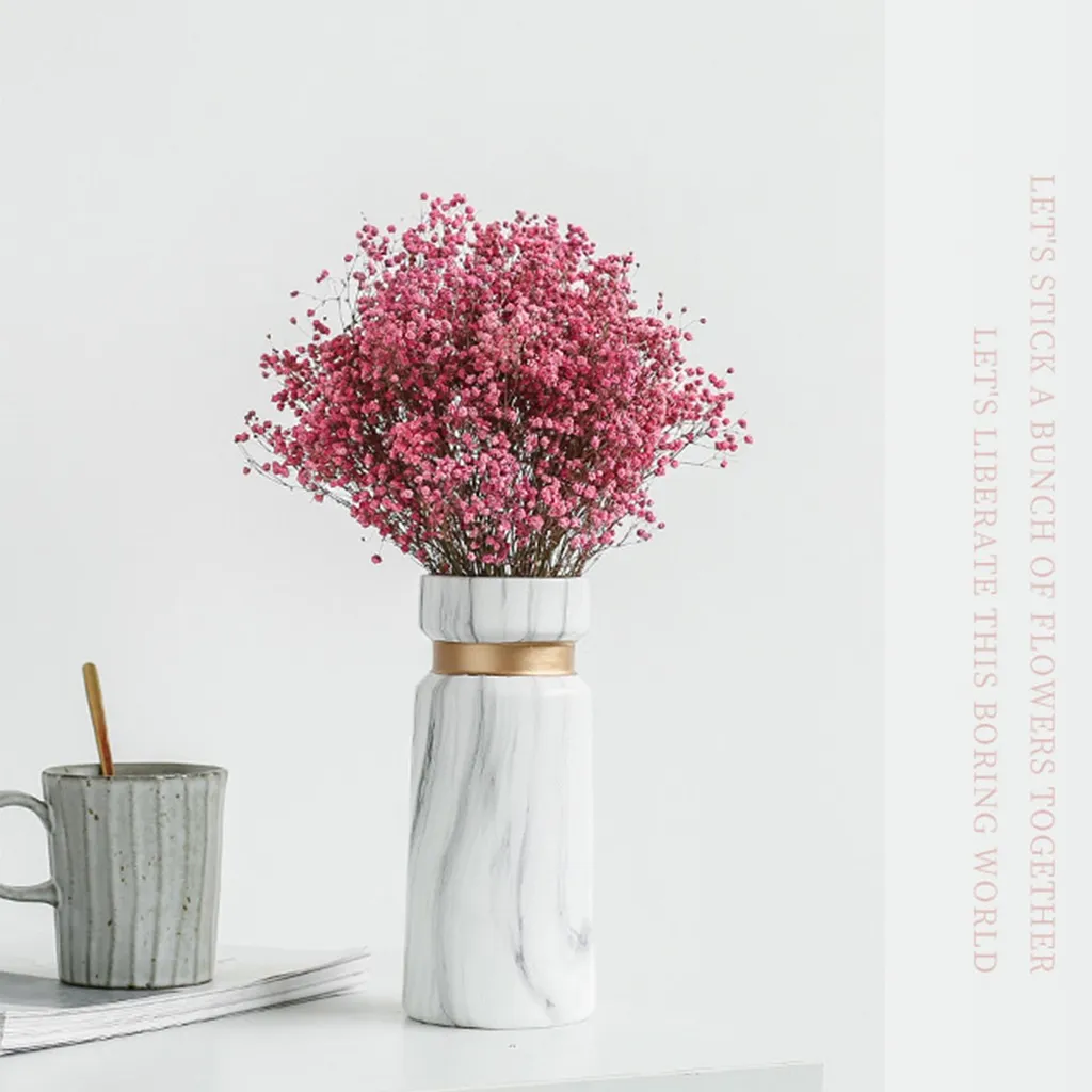 Vase en céramique blanche effet marbre pour fleurs 25cm - Modèle V-802 - 5