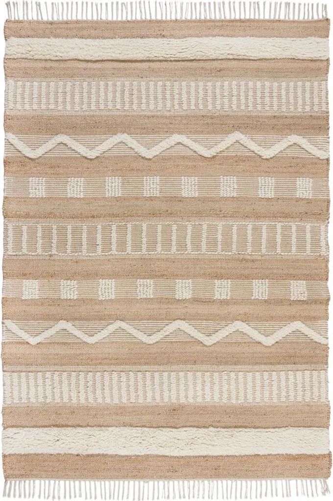 Tapis de Salon en Jute et Coton 160x230 cm - Style Naturel Medina