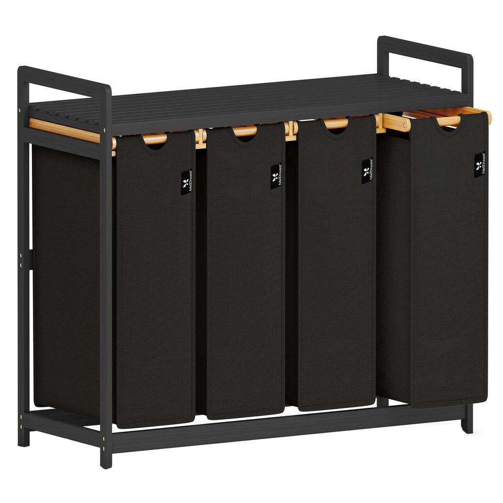 AdelDream Wäschekorb 4 Fächer Wäschesammler 200L schwarzer Produktbild 