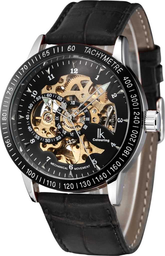 Alienwork IK mechanische Automatik Armbanduhr Skelett Produktbild 