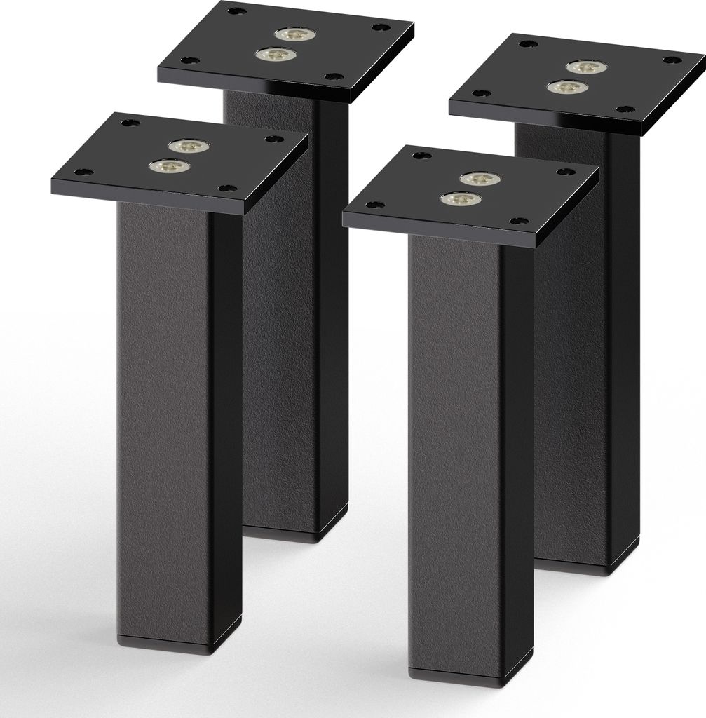 4er Set sossai Aluminium Möbelfüße 150mm in Schwarz Produktbild 