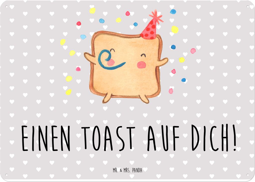 Mr. & Mrs. Panda Schild Toast Party DIN A4 - Grau Pastell - Geschenk, Valentinstag, für Frauen, Freundin, Wandbild, Blechtafel, Mitbringsel, Blech...