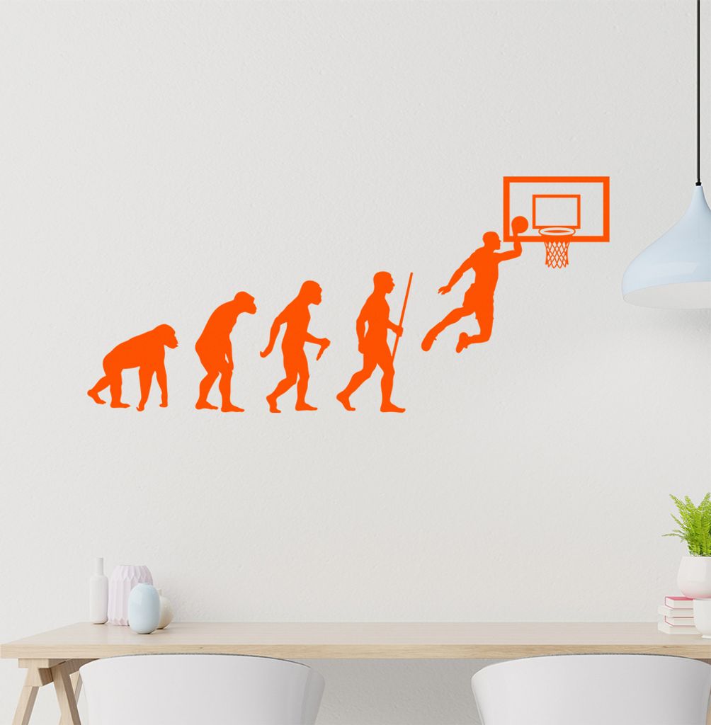 Basketball Spiel Evolution Wandtattoo Wandaufkleber Wall Sticker - Dekoration, Küche, Wohnzimmer, Schlafzimmer, Badezimmer