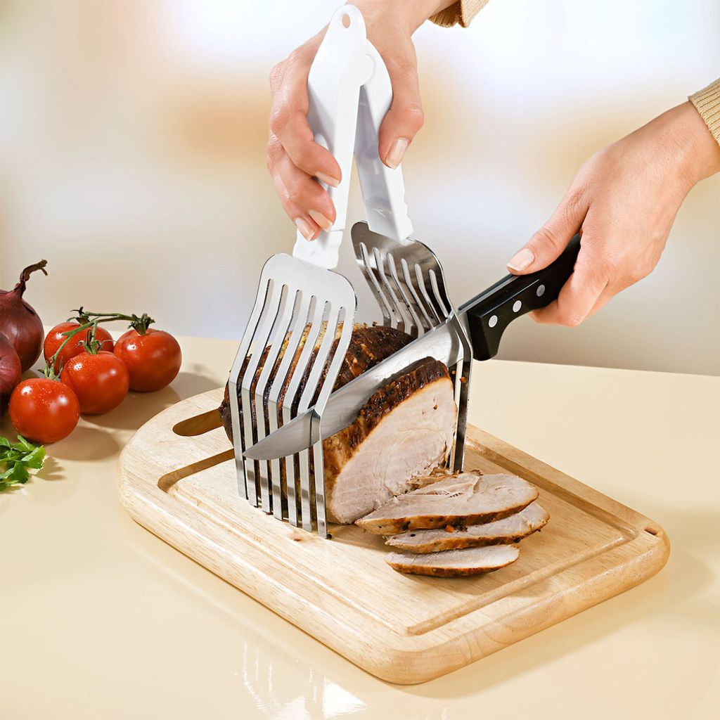 Bratenzange Schneidehilfe Bratenschneider Tranchierhilfe Produktbild 