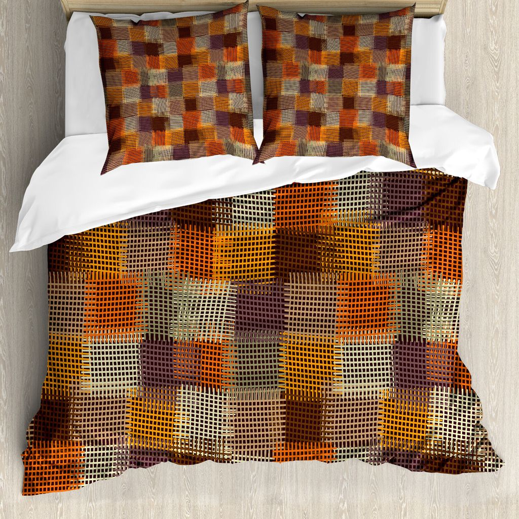 ABAKUHAUS Geometrisch Bettbezug, Digital-Schmutz-Entwurf, Milbensicher Allergiker geeignet mit Kissenbezügen, 155 cm x 220 cm - 80 x 80 cm, Carame...
