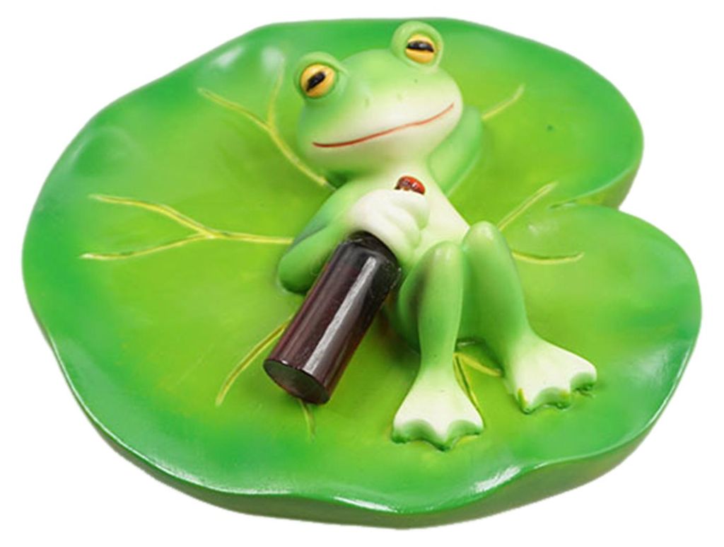 Garten-Schwimmfroschfigur, Teichfrosch-Dekoration, Harz, betrunkener Frosch auf Seerosenblatt, Statue für Aquarium, Teich, Fischbecken