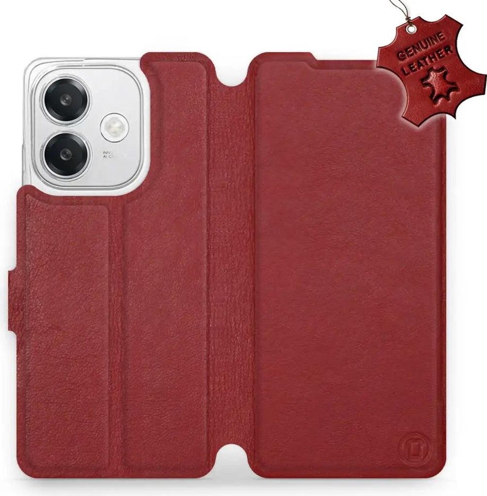 Echtleder Handyhülle für Oppo A40, Mobiwear Leather, Dunkelrot