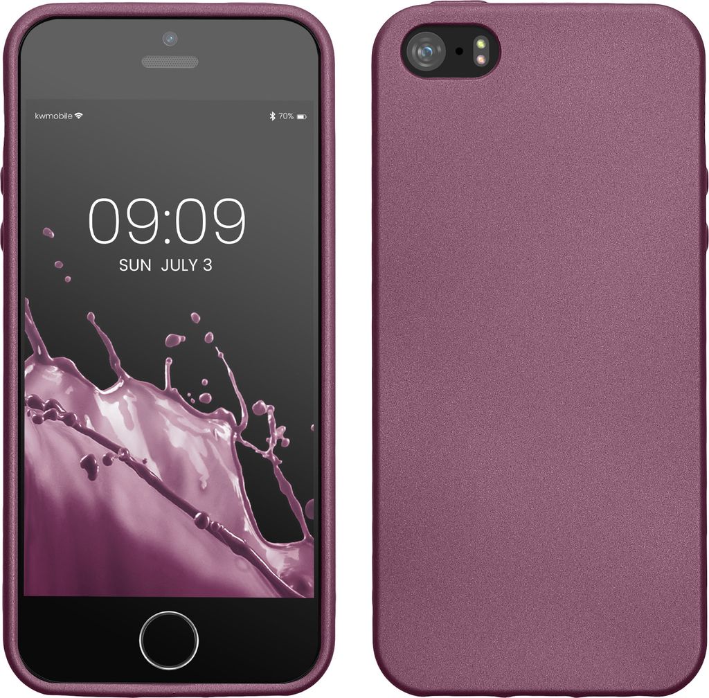 kwmobile Case kompatibel mit Apple iPhone SE (1.Gen 2016) / iPhone 5 / iPhone 5S Hülle - Schutzhülle aus Silikon metallisch schimmernd - Handyhülle