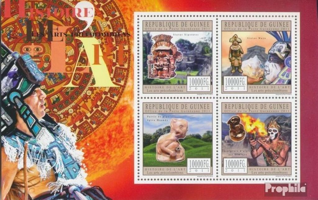 Briefmarken Guinea 2011 Mi 8786-8789 Kleinbogen (kompl. Ausgabe) postfrisch Präkolumbianische Kunst
