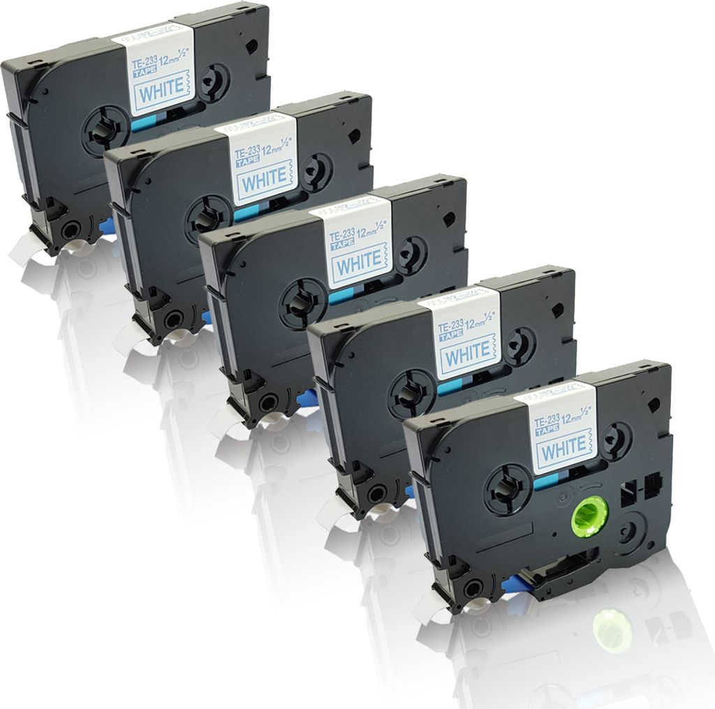 Print-Klex 5x Schriftband kompatibel kompatibel mit Brother TZE-233 P-Touch D210 P-Touch D210Series P-Touch D210VP TZ233 laminiert TZ-233 12 mm x 8...