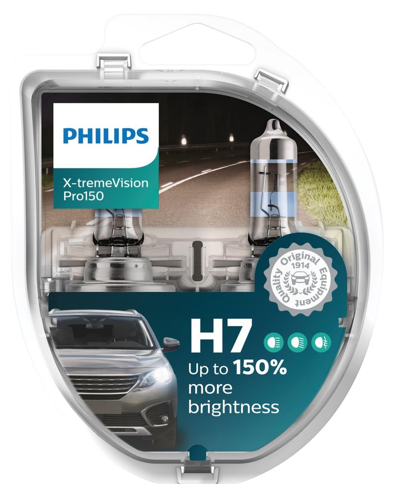Philips 12972XVPS2 X-treme Vision Pro150 H7, confezione da Immagine del prodotto 