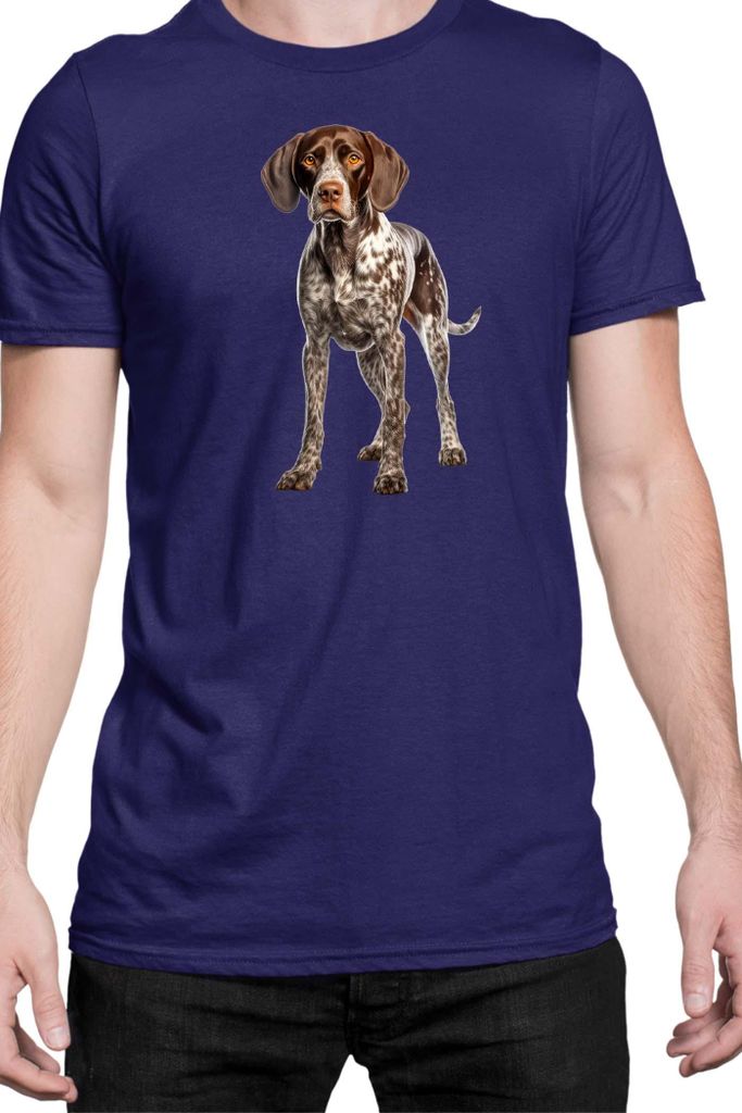 Herren T-Shirt Dogs Breeds German Shorthaired Pointer Dog Breed 006, Man 2XL / Dunkelblau