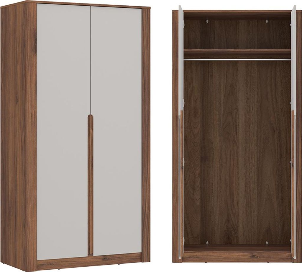 Schlafzimmer Komplett Set in beige mit braun, Liegefläche 160x200 cm - ALPINE-129