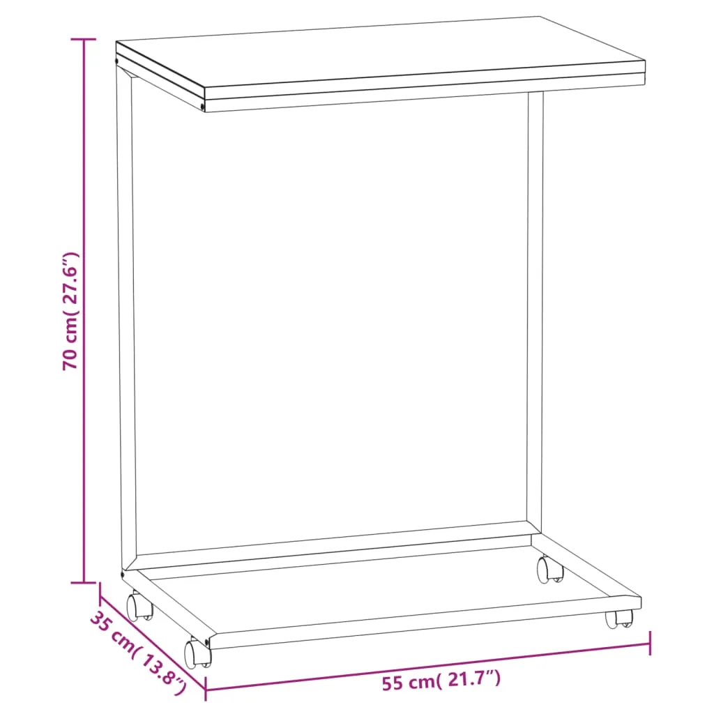 Table d'appoint mobile noire pour optimiser les petits espaces 55x35x70 cm