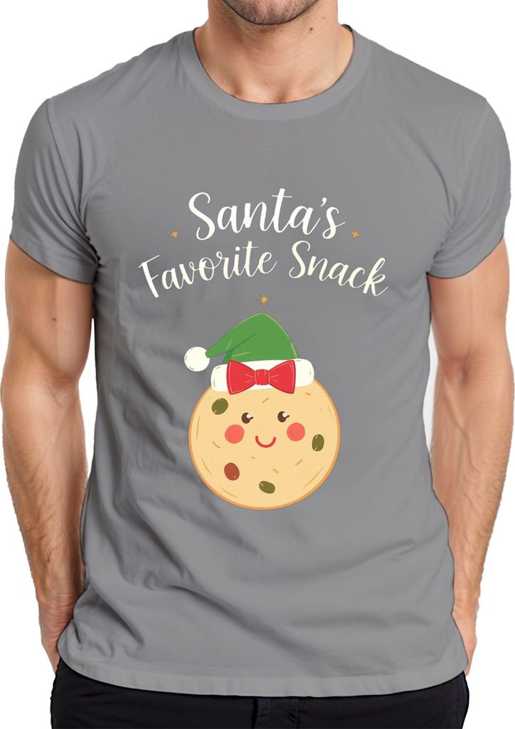 Santa's Favorite Snack Weihnachten Keks Geschenk Lustig niedlich Herren T-Shirt, Grau, L