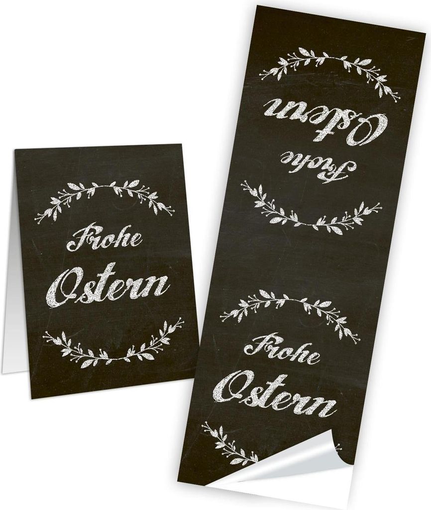 10 Frohe Ostern Aufkleber Osterhase Osterdeko Osteretiketten 5 x 14,7 cm zur Verpackung für Kindergeschenke Geschenke Give-Away Tafel Kreide schwa...