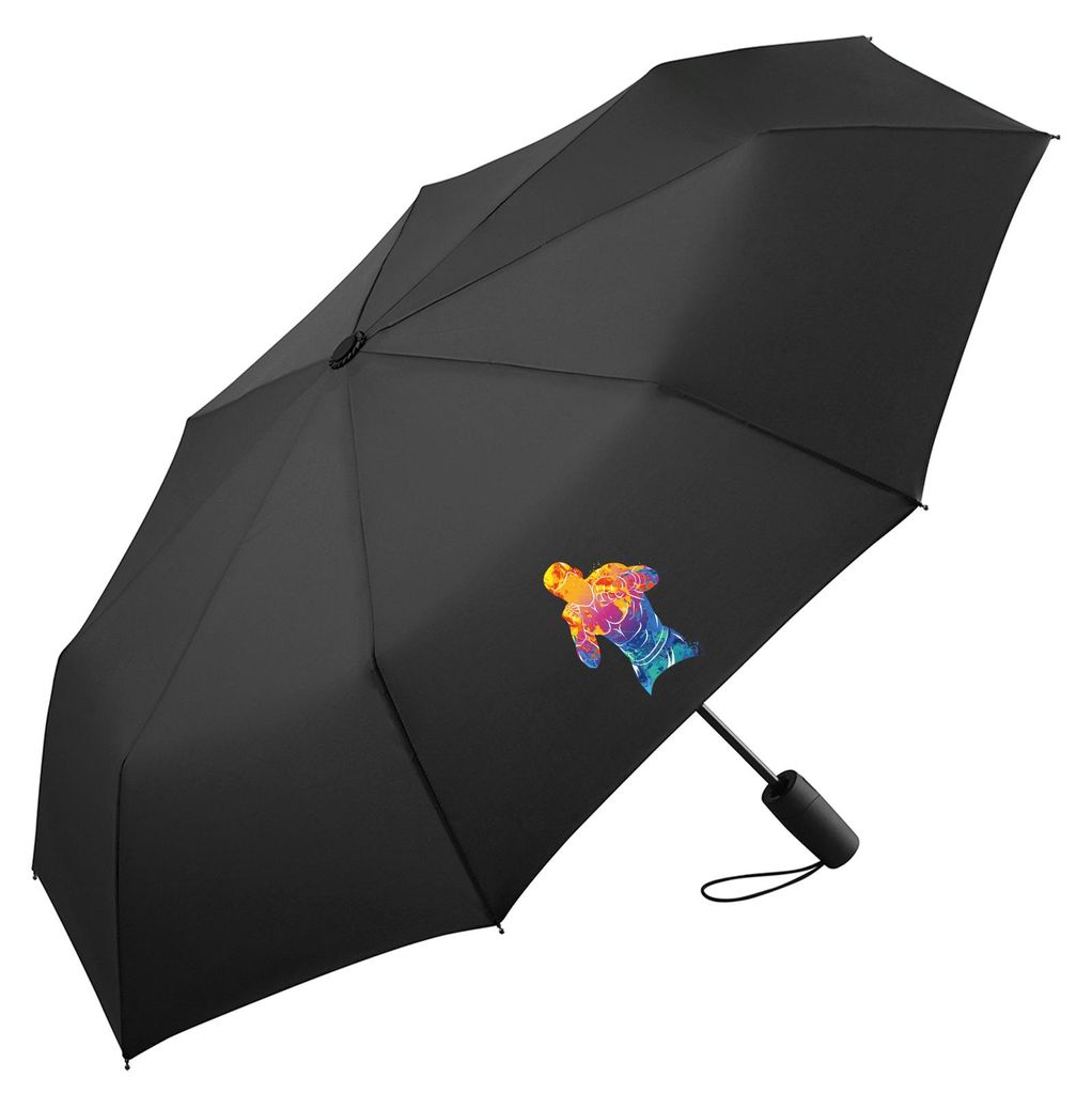 Huuraa Regenschirm Boxer Spieler bunte Silhouette 98cm Schwarz Sturmfest Taschenschirm Geschenkidee