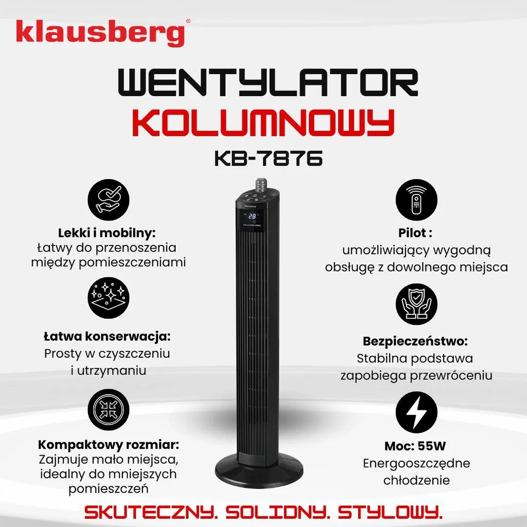 Ventilateur Colonne avec Télécommande et Minuterie Programmable 50W - 12