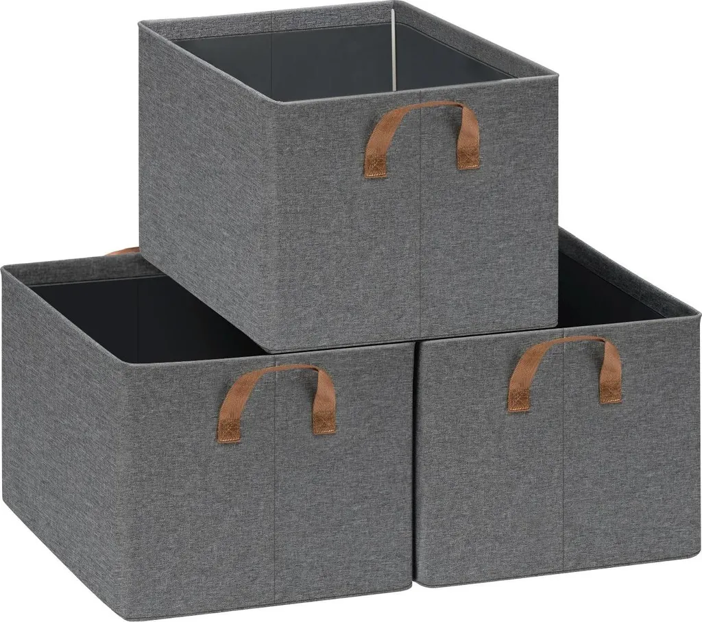 Lot de 3 Boîtes de Rangement Pliables 26L en Tissu Non-Tissé Vert Sapin