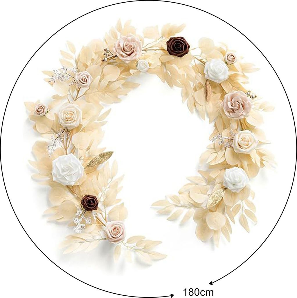 Rosengirlande, Hochzeitsbogen, Dekoration, künstliche Blumenranken, hängende Rosenranken, Hintergrund, Raumwand, Tischdekoration, Oxford-Stoffgir...