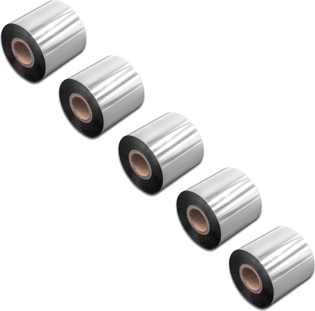 vhbw 5x Thermotransfer-Band kompatibel mit Bixolon Samsung SLP-T403, SLP-T400 Drucker Etikettendrucker, Wischfest, 60 mm x 300 m, Wachs Harz Schwarz