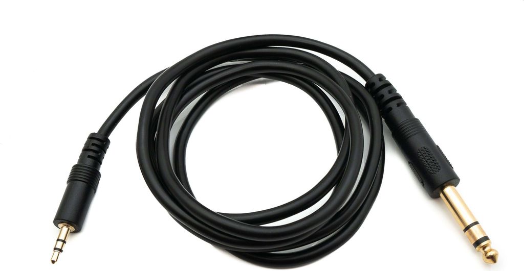 SYSTEM-S Audio Kabel 150 cm Stereo AUX Klinke 6,35 mm Stecker zu Stecker Winkel Schwarz