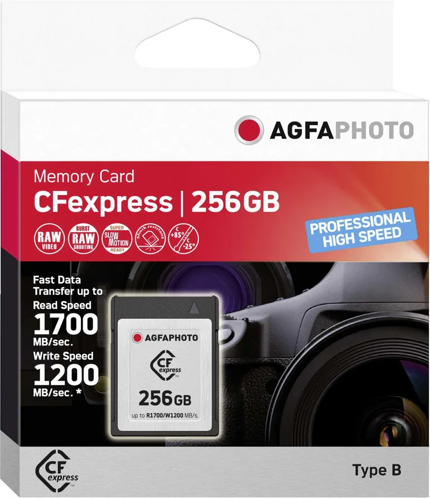 Carte Mémoire CFexpress 256GB AgfaPhoto pour Vidéo 8K Haute Fidélité