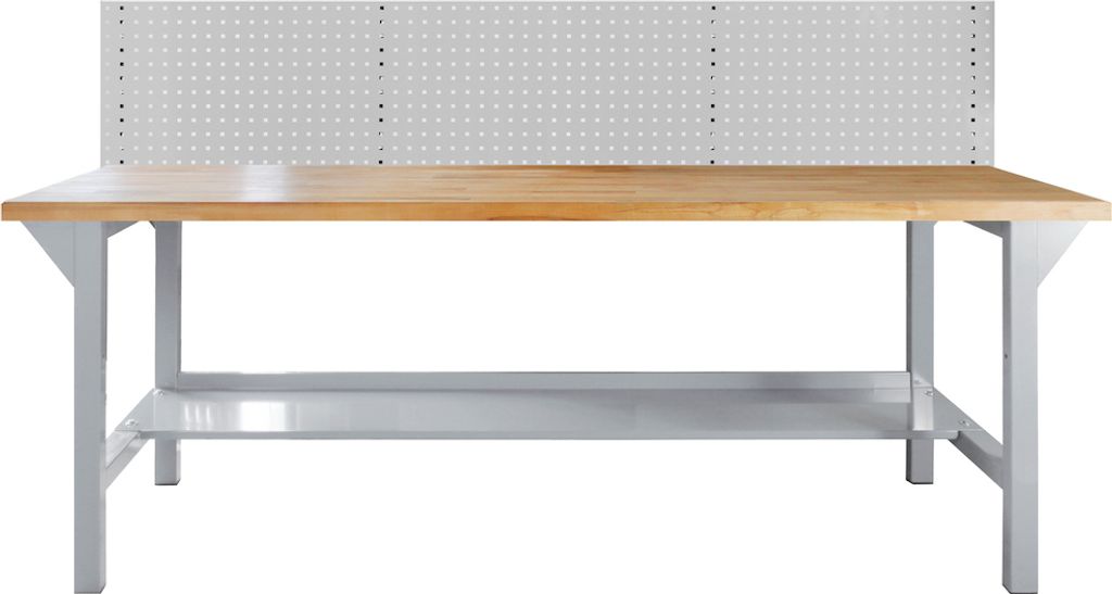 Werkbank Giant Rhino Plus mit Lochplatte | HxBxT 131x200x70cm | Traglast 500kg | Lichtgrau