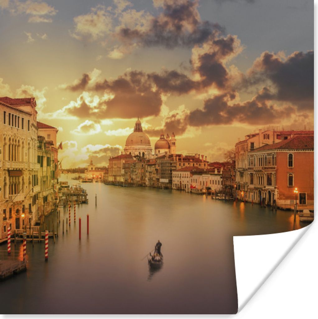 MuchoWow Poster Italien - Gondel - Canal Grande 75x75 cm - Wand Dekoration