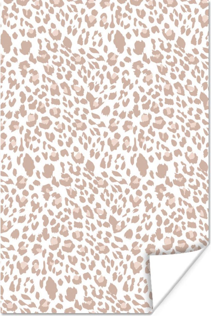 MuchoWow Poster Druck - Safari - Weiß - Rosa 20x30 cm - Papierdruck