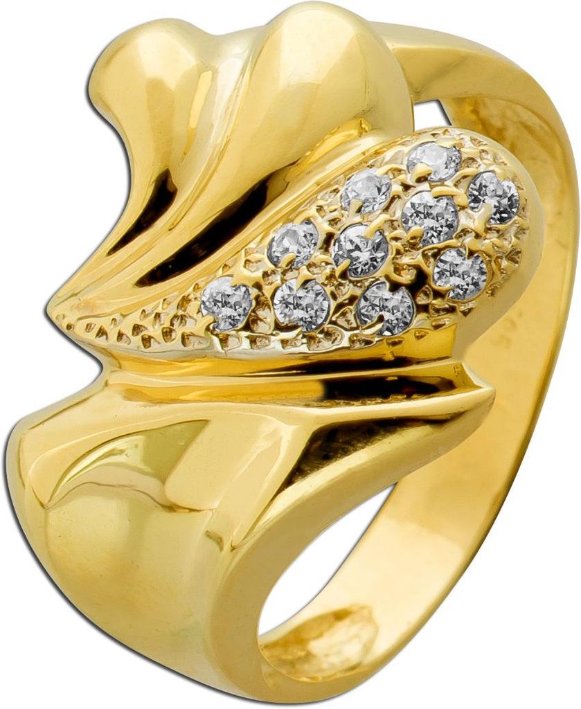 Goldring Gold 585 14 Karat weiße Zirkonia 0.20ct 19