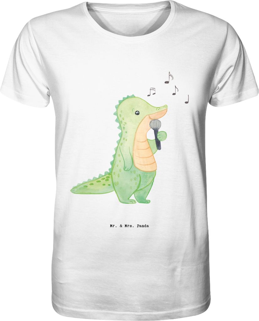 Mr. & Mrs. Panda T-Shirt Krokodil Singen Größe L - Weiß - Geschenk, Tshirt, Herren, Shirt, Gesang, Live Auftritt, Hobbysänger, Band, Jersey-Shirt