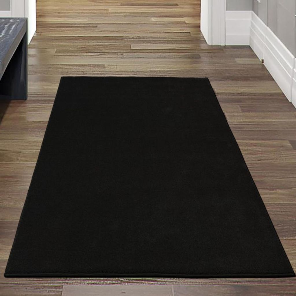 Teppich Schwarz Uni modern elegant weich Wohnstil Größe - Produktbild 