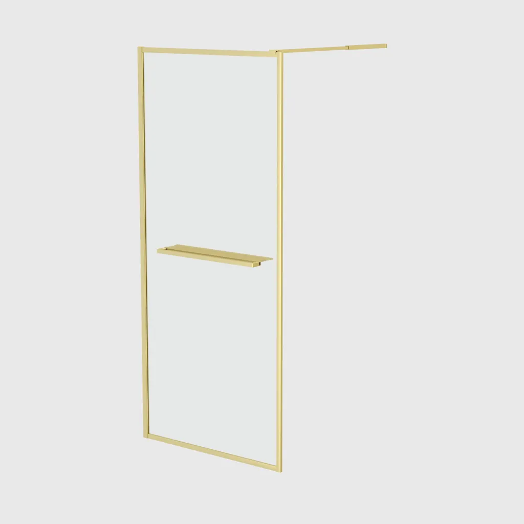 Paroi de Douche Or Doré Brossé 90x200cm avec Porte-Serviette Chic