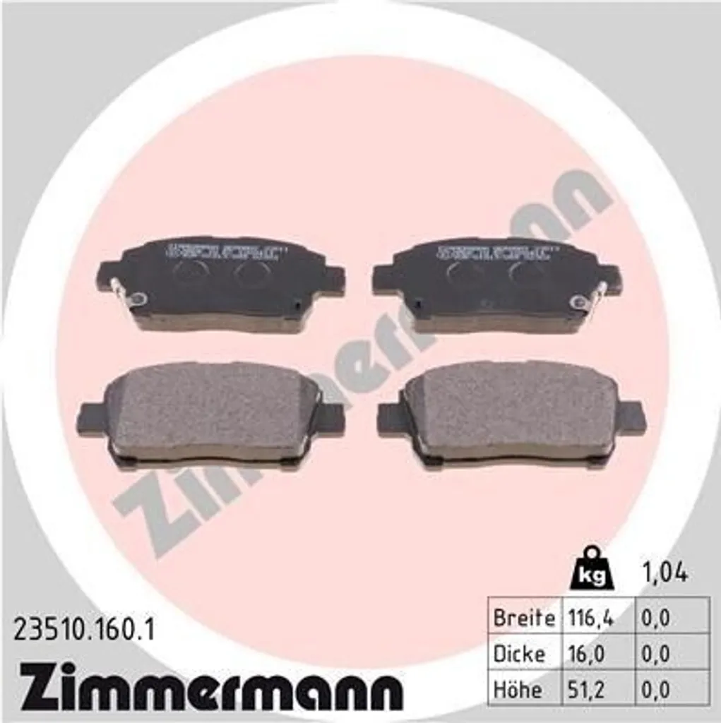 Plaquettes de frein haute performance Zimmermann pour Celica et MR2