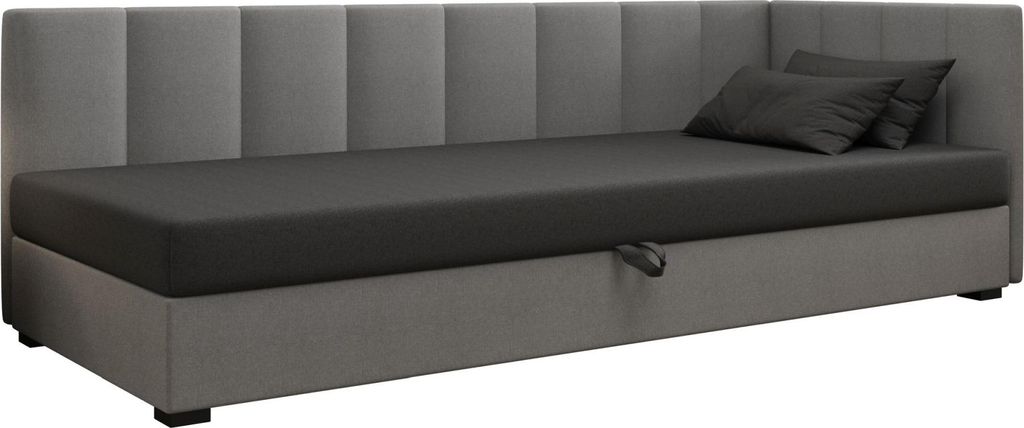 AURA SOFA Boxspringbett ZIKA PLUS 110x195 Komplett-Set mit Bonell Matratze, Polsterbett mit Bettkästen - Grau/Dunkelgrau, SAWANA 21/05