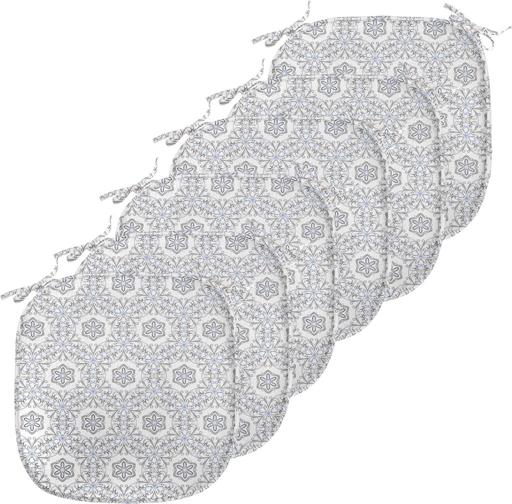 ABAKUHAUS Blumen Polster für Esszimmerstühle, Scroll Curls Mosaik-Fliesen, Dekoratives wasserfestes Kissen mit Riemen für Küchensitze, 40 cm x ...