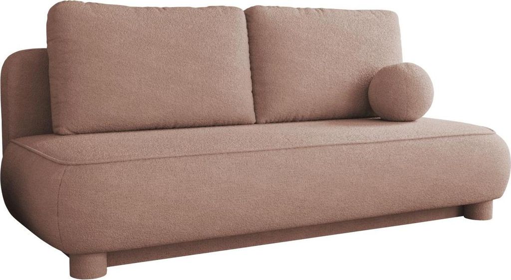 MIRJAN24 Schlafsofa Gaja, Polstersofa mit Schlaffunktion, Polsterlehnen fest montiert, Kissen-Set (Farbe: Coral 45)