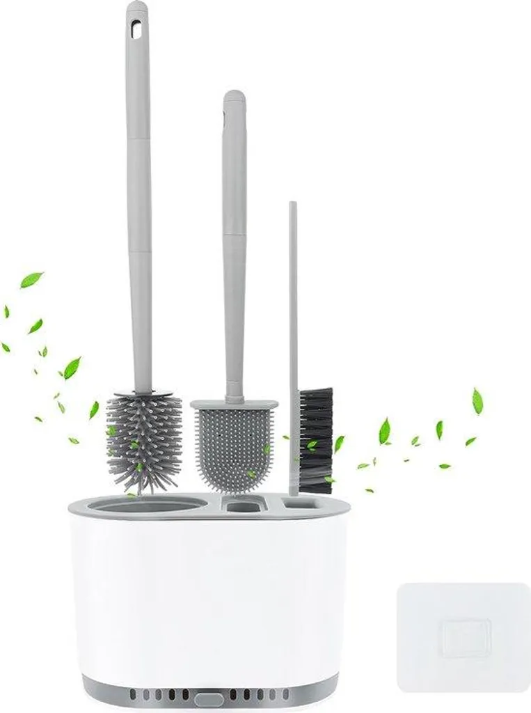 Balai de toilette multifonctionnel en silicone à séchage rapide coloris gris
