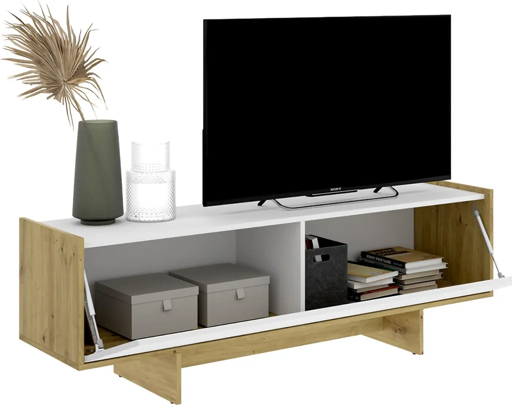 Meuble TV Ardmore Blanc 150cm pour Ranger vos Appareils sans Désordre