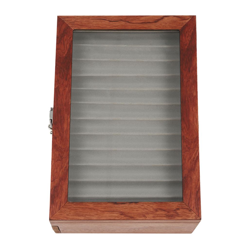 Aufbewahrungsbox Für Füllfederhalter – 23 Fächer, 2 Ebenen, Holz, Mit Glasdeckel