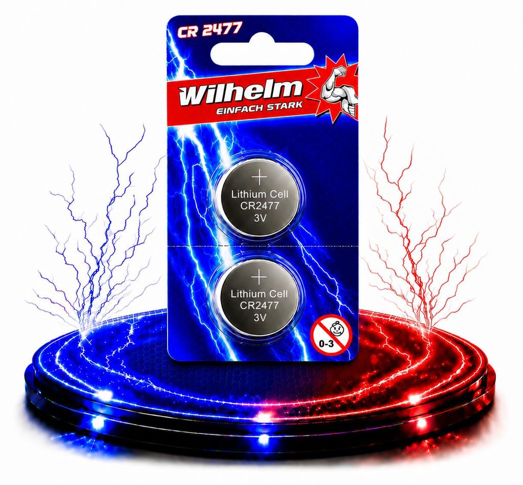 2 x CR2477 WILHELM Bateria litowa guzikowa 3V 1070 mAh ø24 Zdjęcie produktu  Obraz wygenerowany przez AI