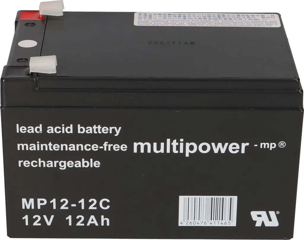 Batterie 12V 12Ah Multipower MP12-12C Résistant au Cyclage Faston