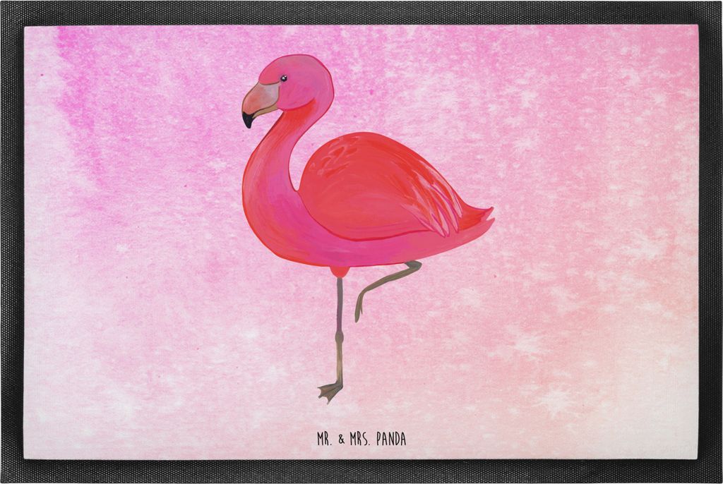 Mr. & Mrs. Panda Bodenvorleger Flamingo Classic 60 x 90 cm - Aquarell Pink - Geschenk, Schmutzmatte, Spruch, fußmatte, Fussmatte, Außenseiter, Ic...
