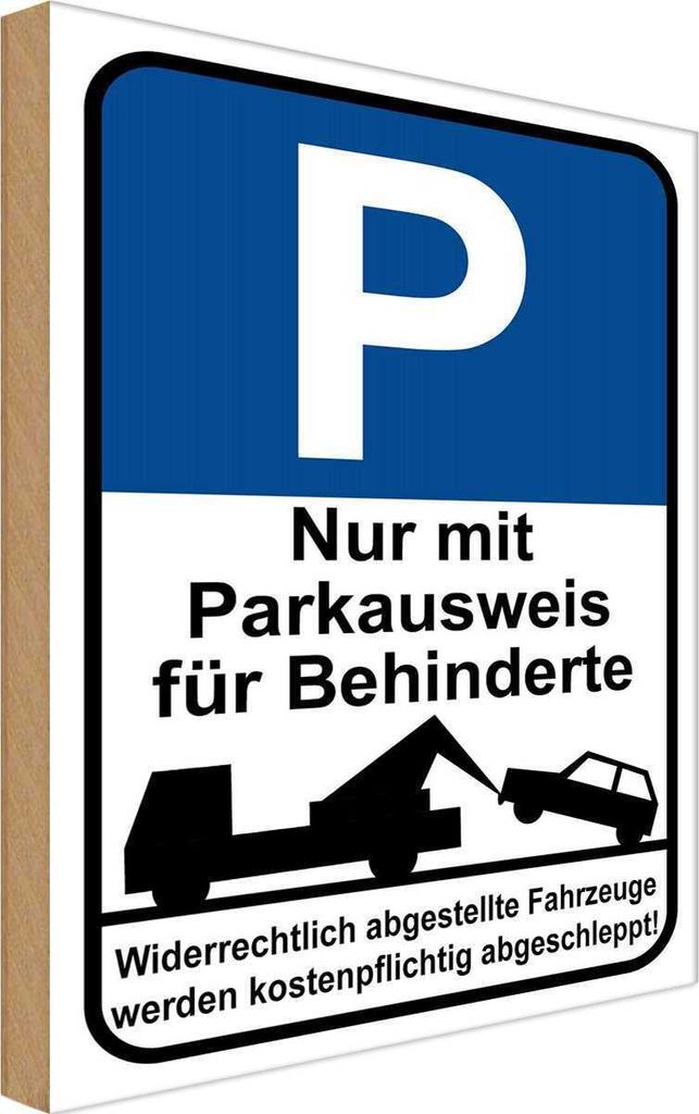 vianmo Holzschild 30x20 cm nur Parkausweis für Behinderte Parkplatzschild