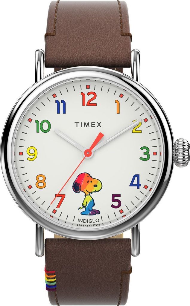Timex X Peanuts Uomo - Orologio 40mm Con Snoopy, Cinturino In Pelle E Quadrante Indiglo
